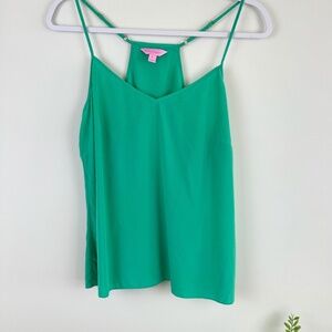 LILY PULITZER Silk Green Spaghetti Strap Summer Top / Size Medium